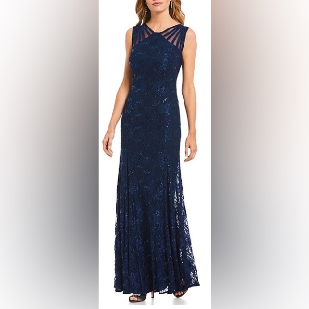 Navy blue long formal dress